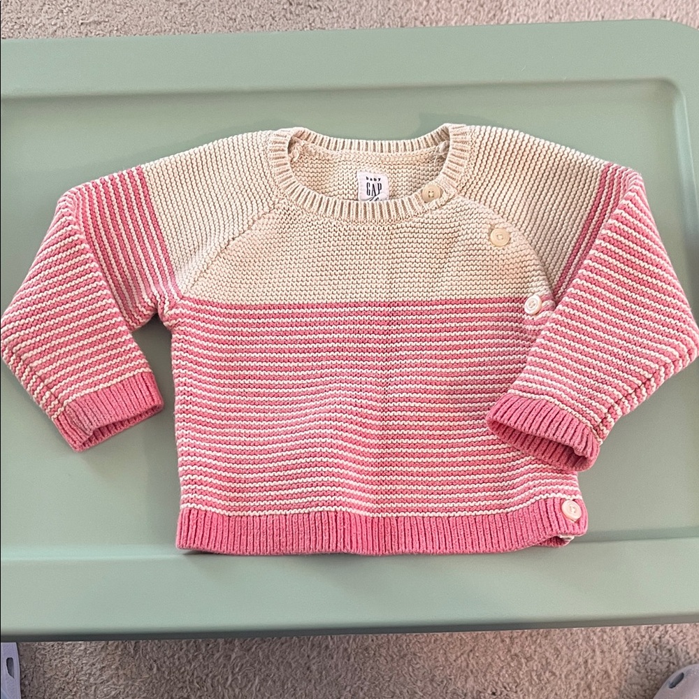 Baby GAP Pink and Cream Knit Sweater size 12-18 months